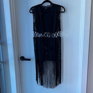 Bebe Black Lace Detail vest/long cardigan